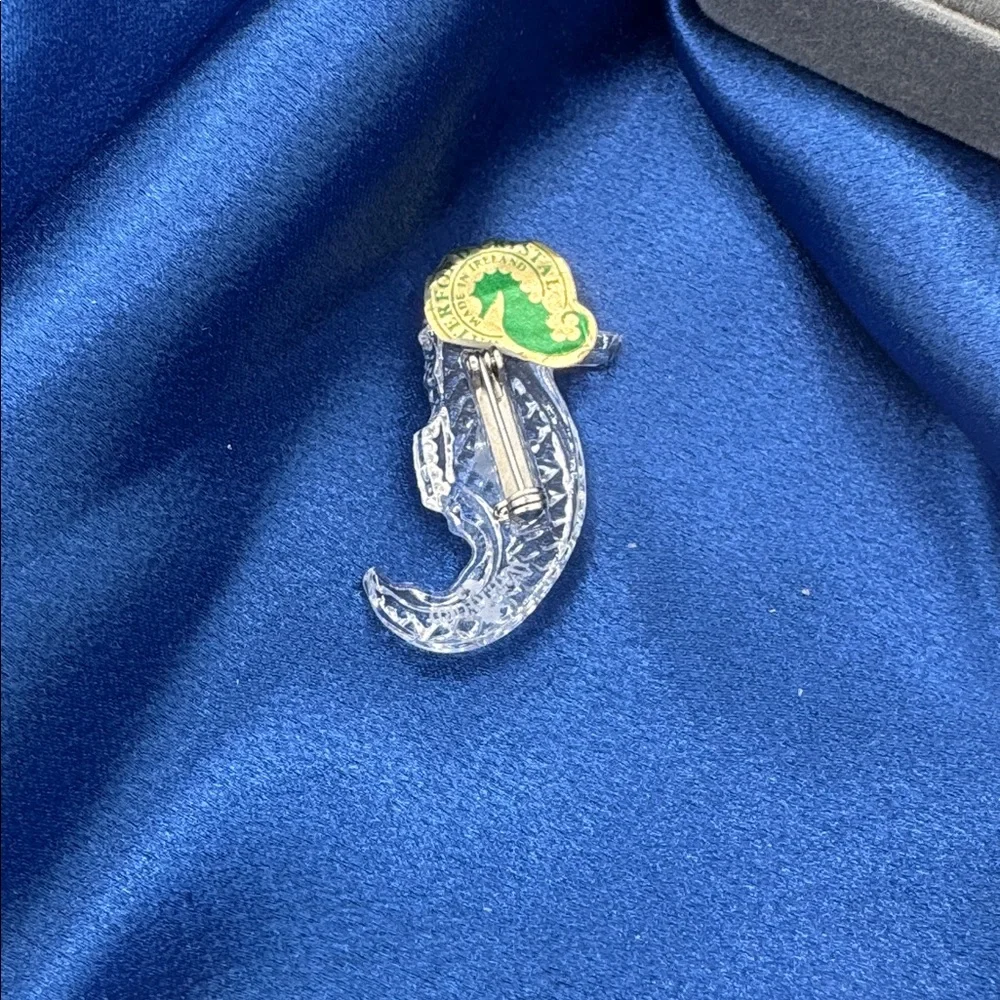 Waterford Crystal Seahorse Pin; NIB in original case and pouch.